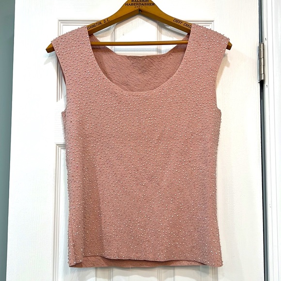 NWT Ann Taylor beaded sleeveless shell dusty pink Medium - Picture 3 of 4